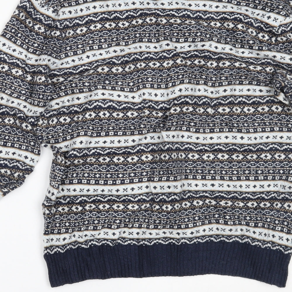 F&F Womens Blue Fair Isle  Pullover Jumper Size S
