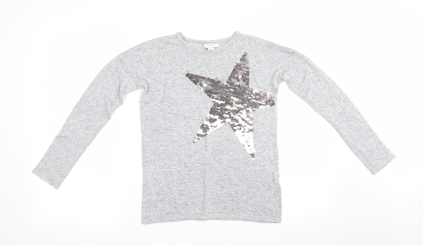 Primark Girls Green   Pullover Jumper Size 10-11 Years  - Sequinned Star