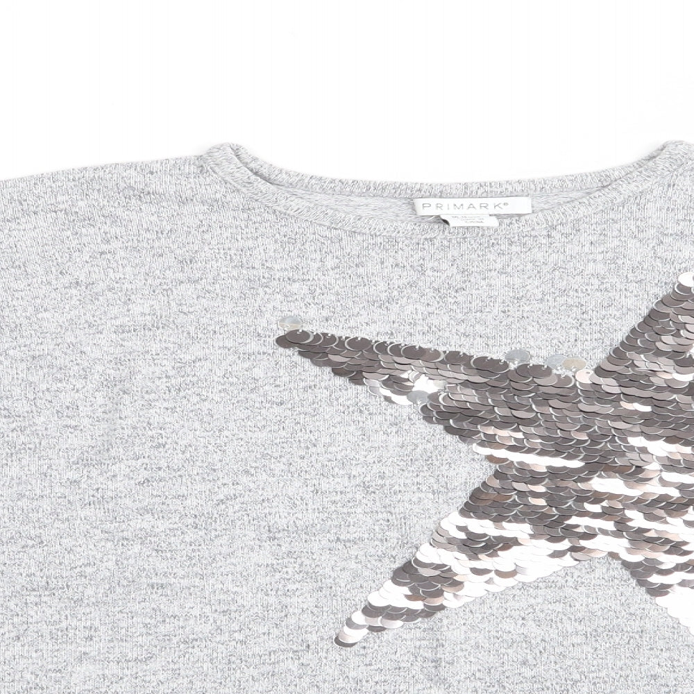 Primark Girls Green   Pullover Jumper Size 10-11 Years  - Sequinned Star