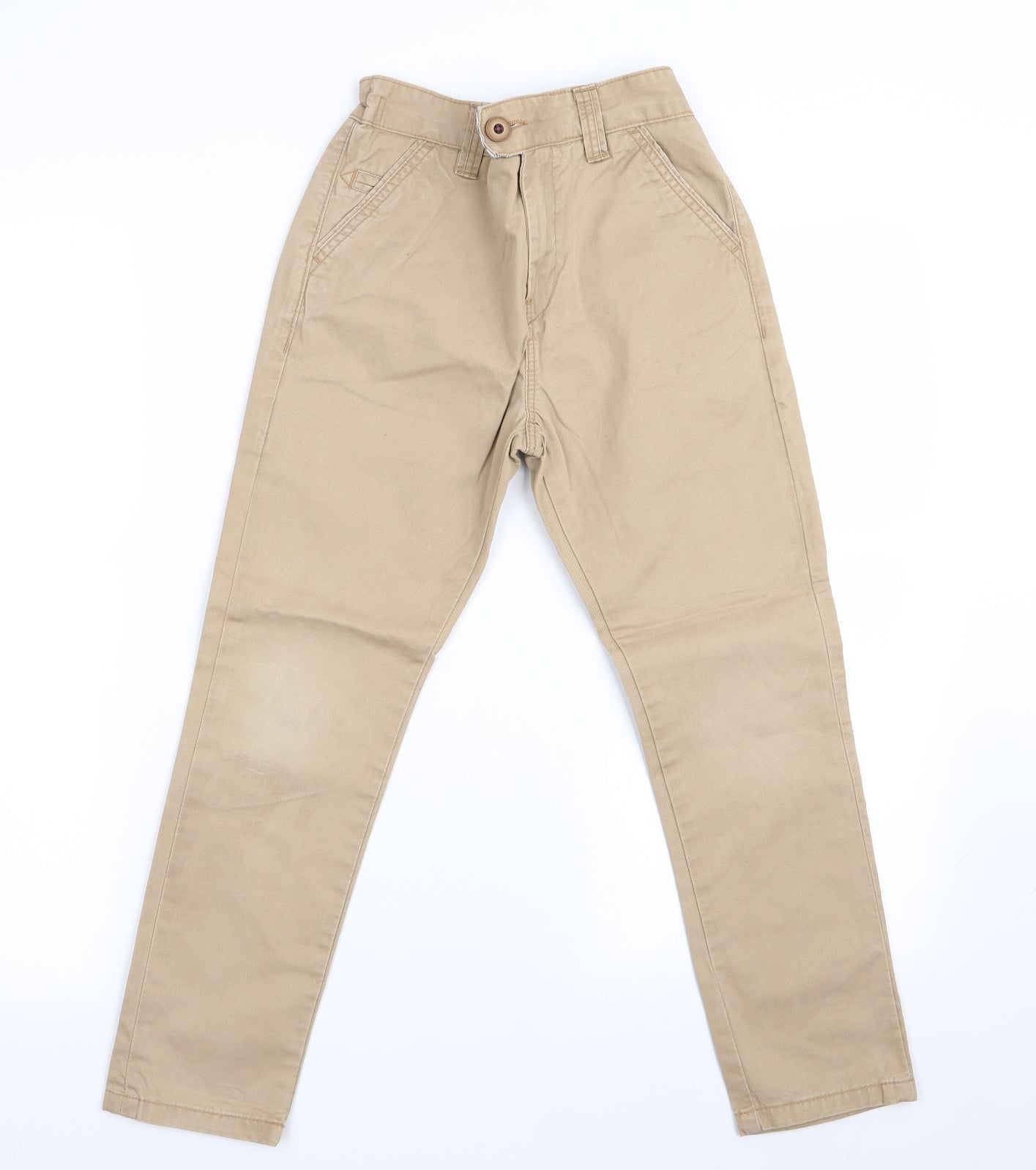 NEXT Boys Beige   Chino Trousers Size 8 Years - elasticated back