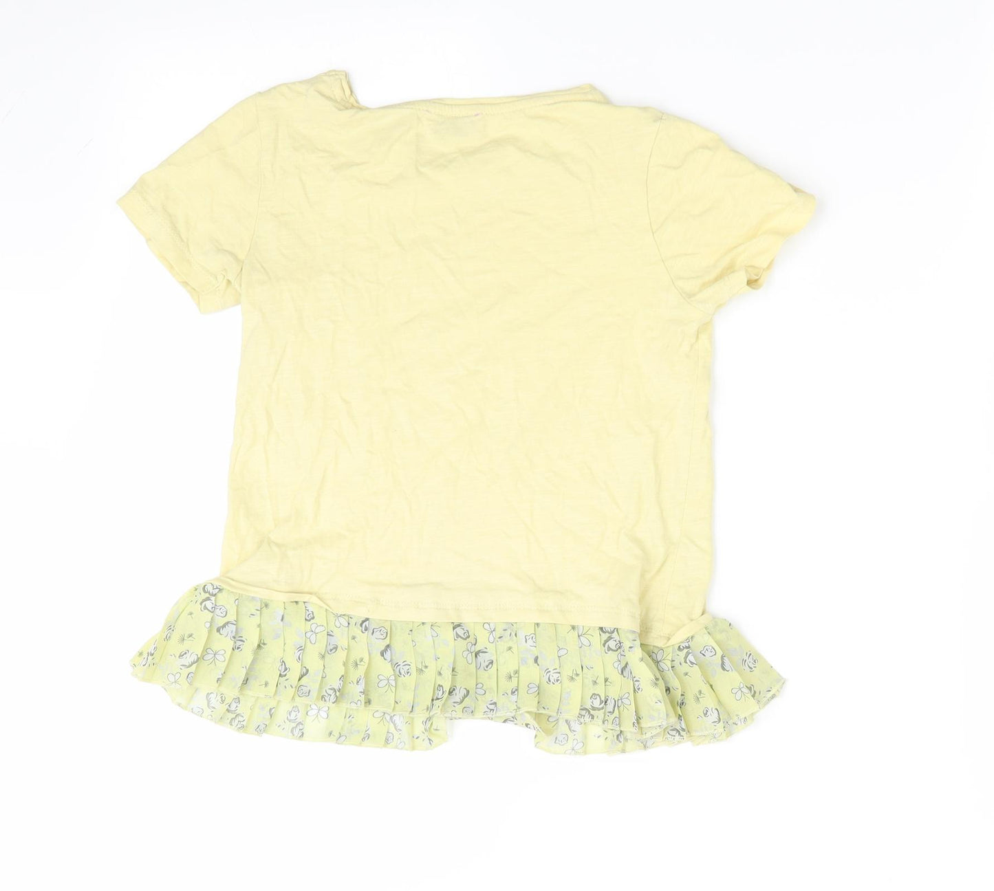 Florence and Fred Girls Yellow Floral  Basic T-Shirt Size 8-9 Years  - Frilled Hem
