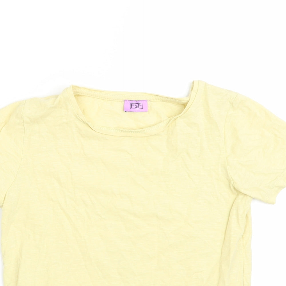 Florence and Fred Girls Yellow Floral  Basic T-Shirt Size 8-9 Years  - Frilled Hem