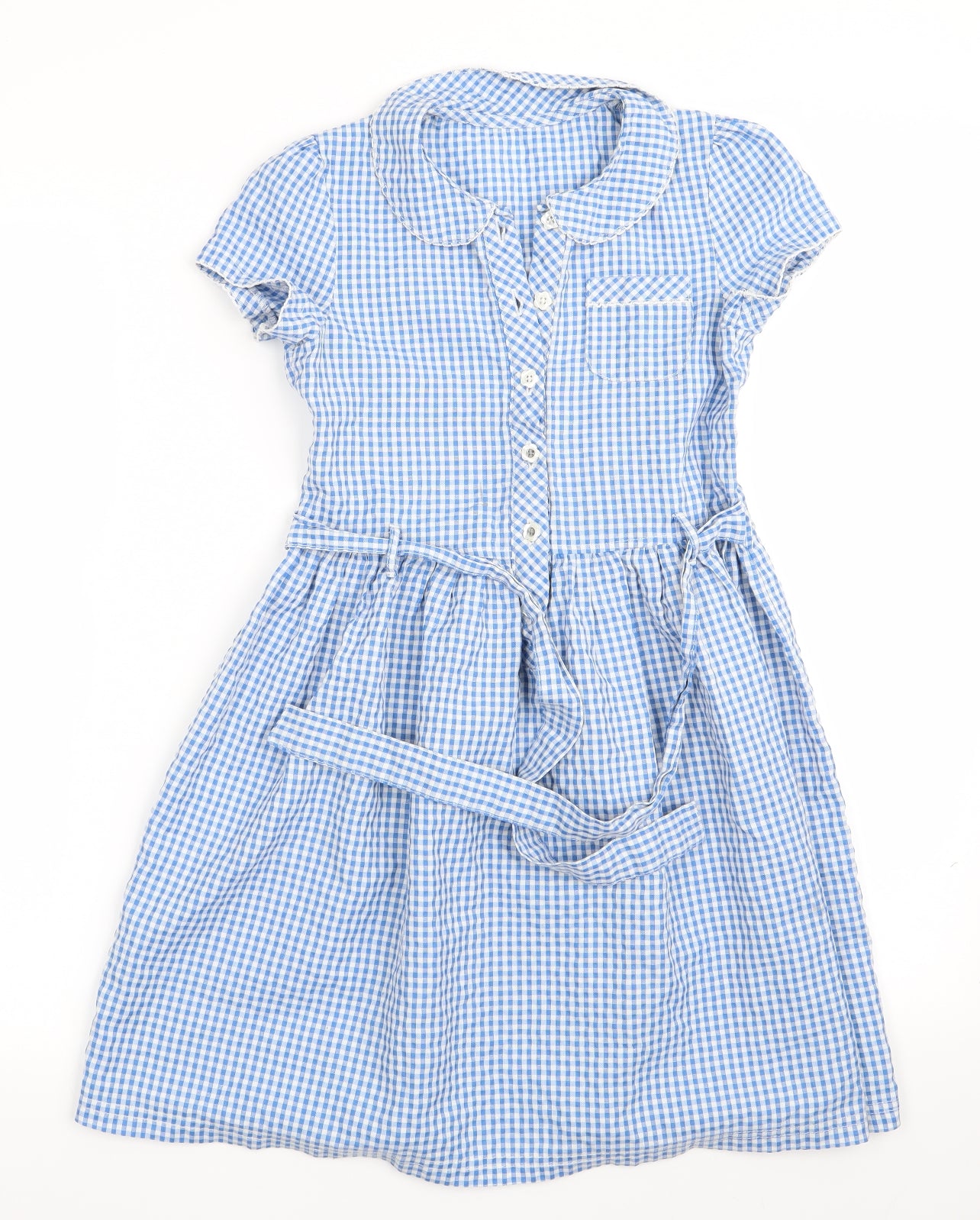 Matalan Girls Blue Check  Fit & Flare  Size 9 Years  - School Dress