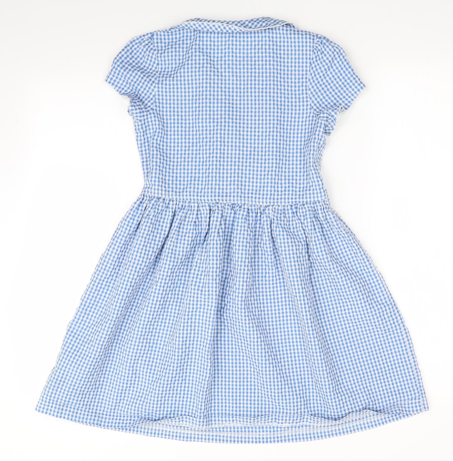 Matalan Girls Blue Check  Fit & Flare  Size 9 Years  - School Dress