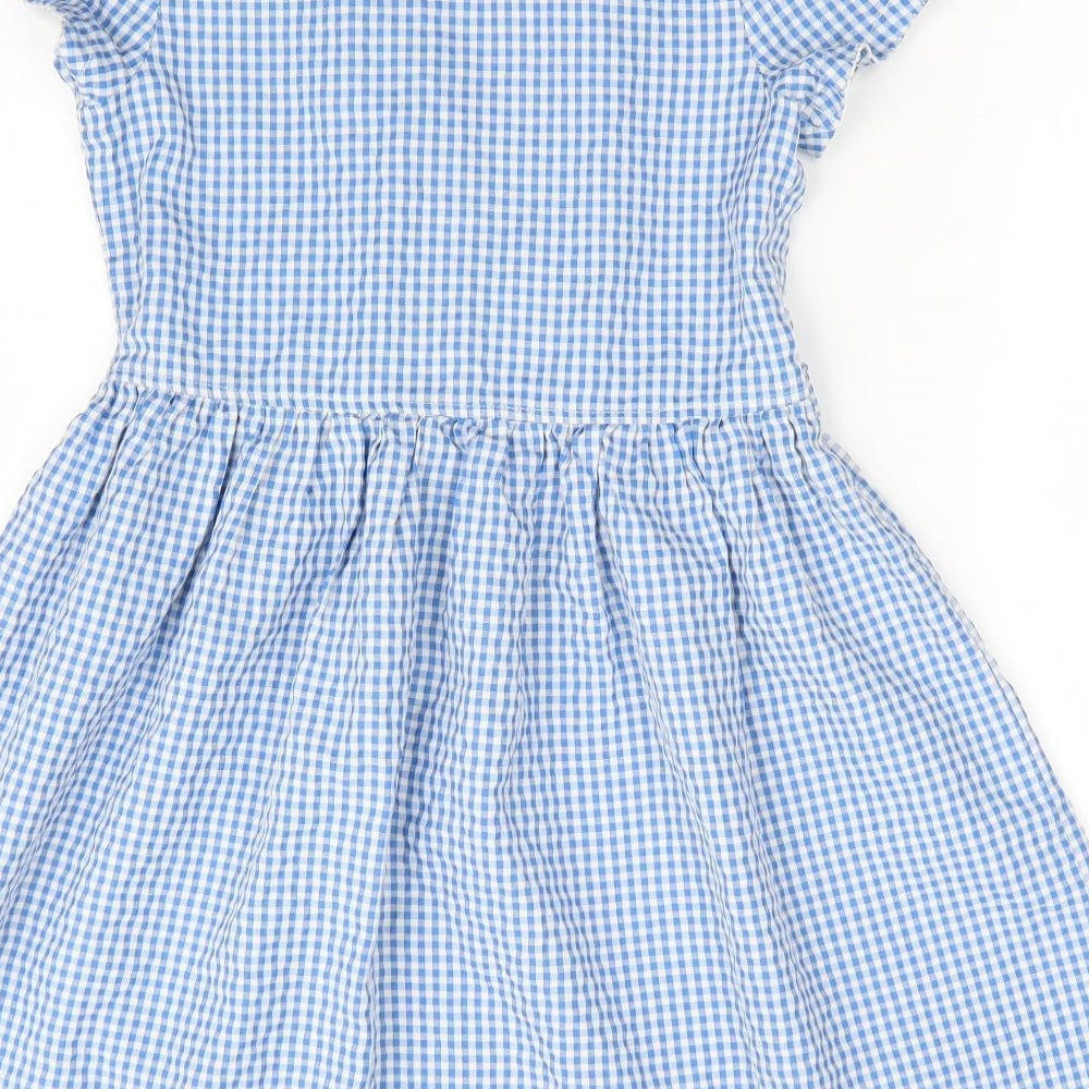 Matalan Girls Blue Check  Fit & Flare  Size 9 Years  - School Dress