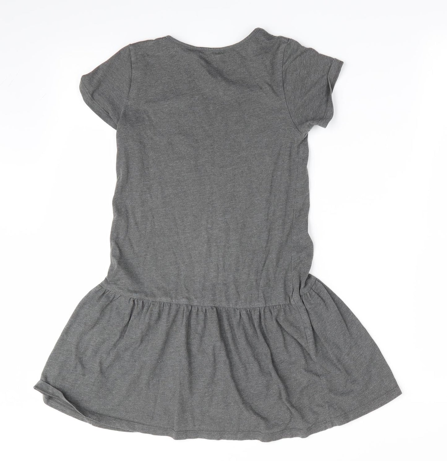 H&M Girls Grey Animal Print  Fit & Flare  Size 9-10 Years  - Cat Face on boddice