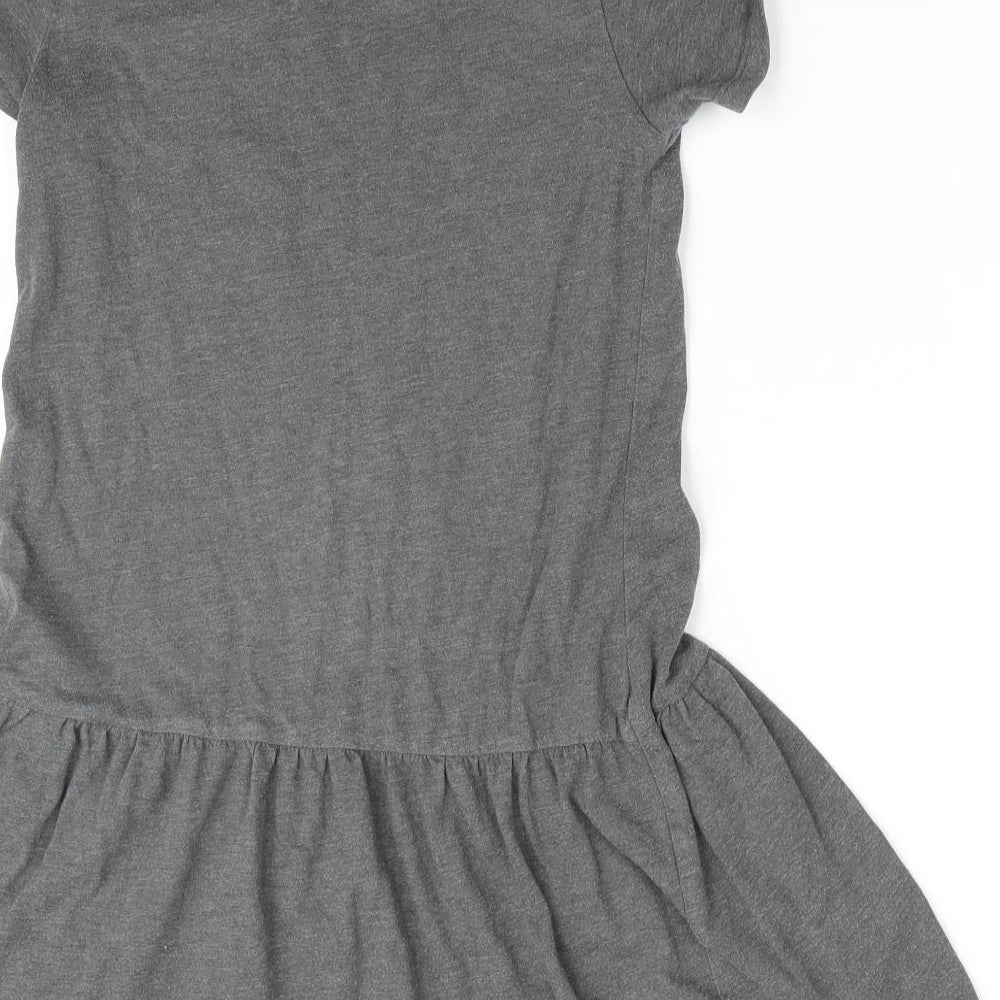 H&M Girls Grey Animal Print  Fit & Flare  Size 9-10 Years  - Cat Face on boddice