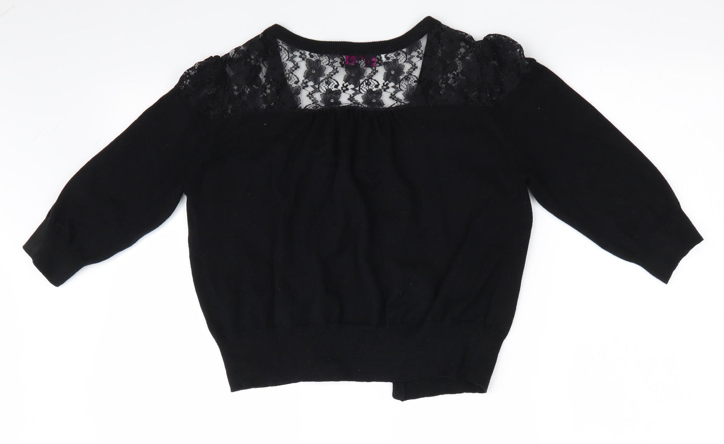 Be Beau Womens Black   Cardigan Jumper Size 14  - lace shoulder detail
