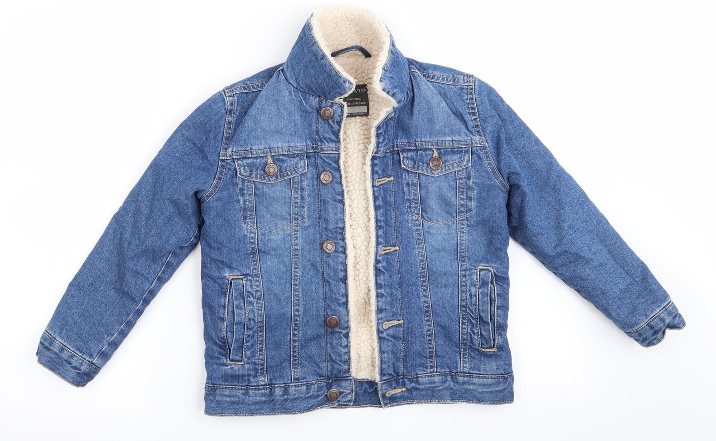Primark Boys Blue   Jacket  Size 6-7 Years  - Faux Sheep Fur lined