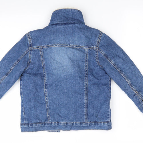 Primark Boys Blue   Jacket  Size 6-7 Years  - Faux Sheep Fur lined