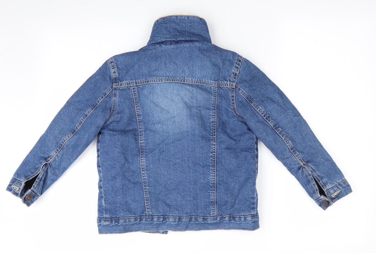 Primark Boys Blue   Jacket  Size 6-7 Years  - Faux Sheep Fur lined