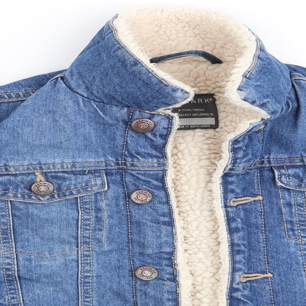 Primark Boys Blue   Jacket  Size 6-7 Years  - Faux Sheep Fur lined