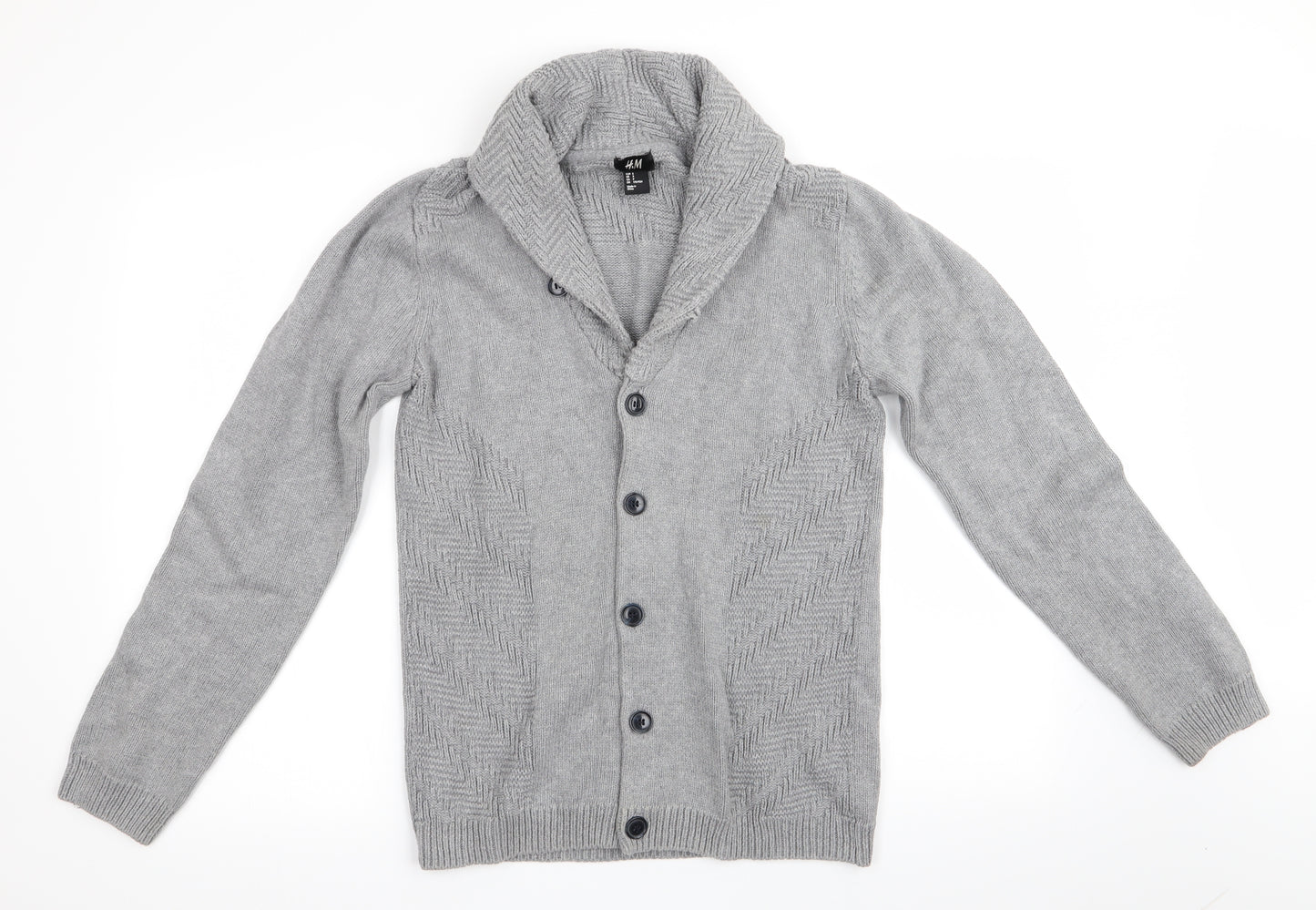 H&M Mens Grey   Cardigan Jumper Size S