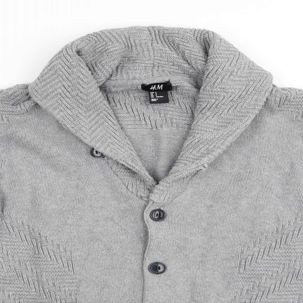H&M Mens Grey   Cardigan Jumper Size S
