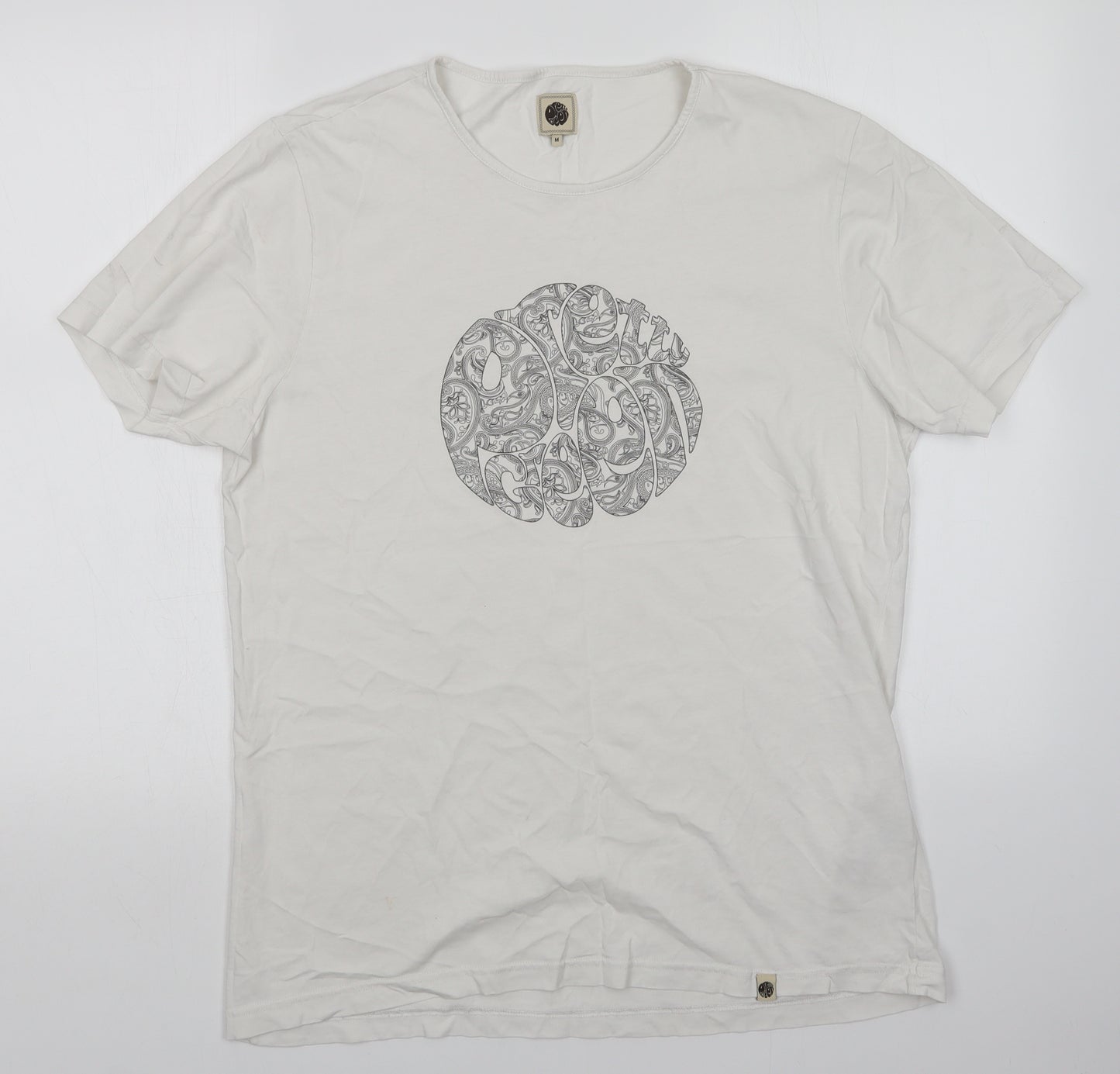 Pretty Green Mens White Paisley   T-Shirt Size M