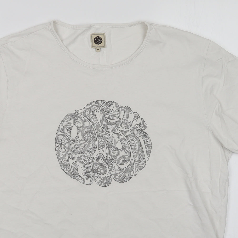 Pretty Green Mens White Paisley   T-Shirt Size M