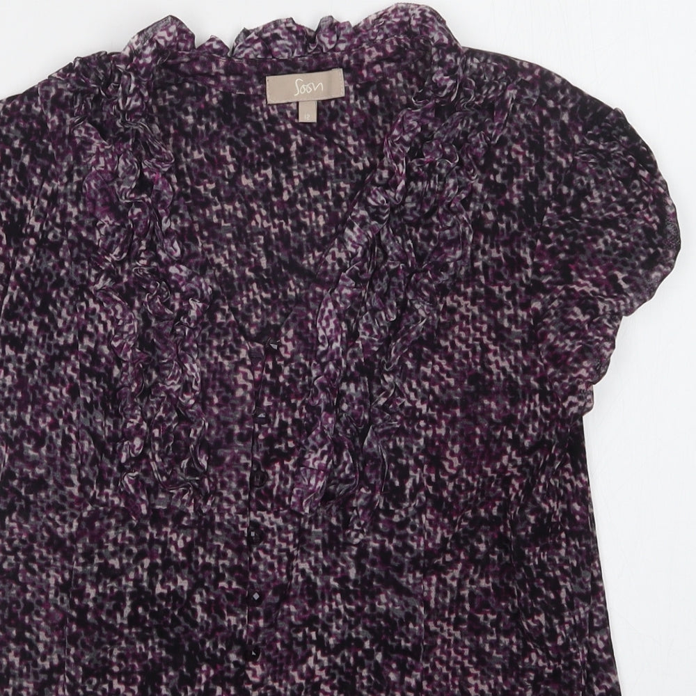 Soon Womens Purple   Basic Button-Up Size 12