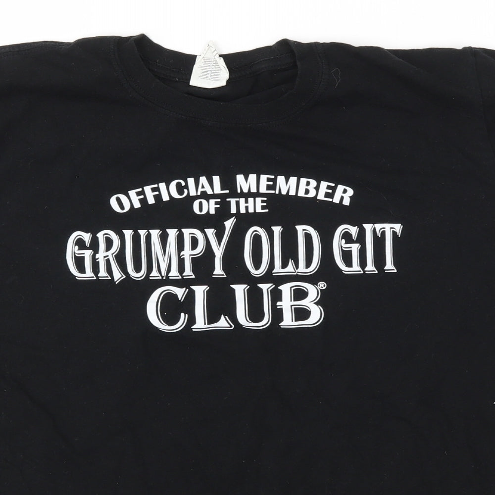 Gildan Mens Black    T-Shirt Size L  - GRUMPY OLD GIT CLUB