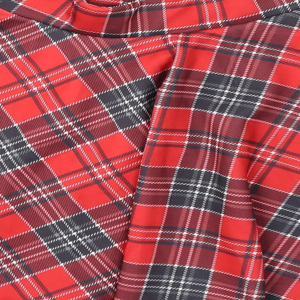 Preworn Womens Multicoloured Check  A-Line Skirt Size S  - Elasticated waist