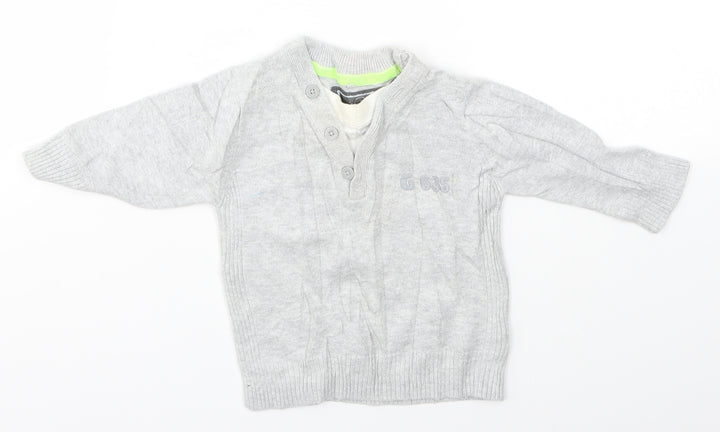 M&S Boys Grey Pullover Jumper Size 6-9 Months