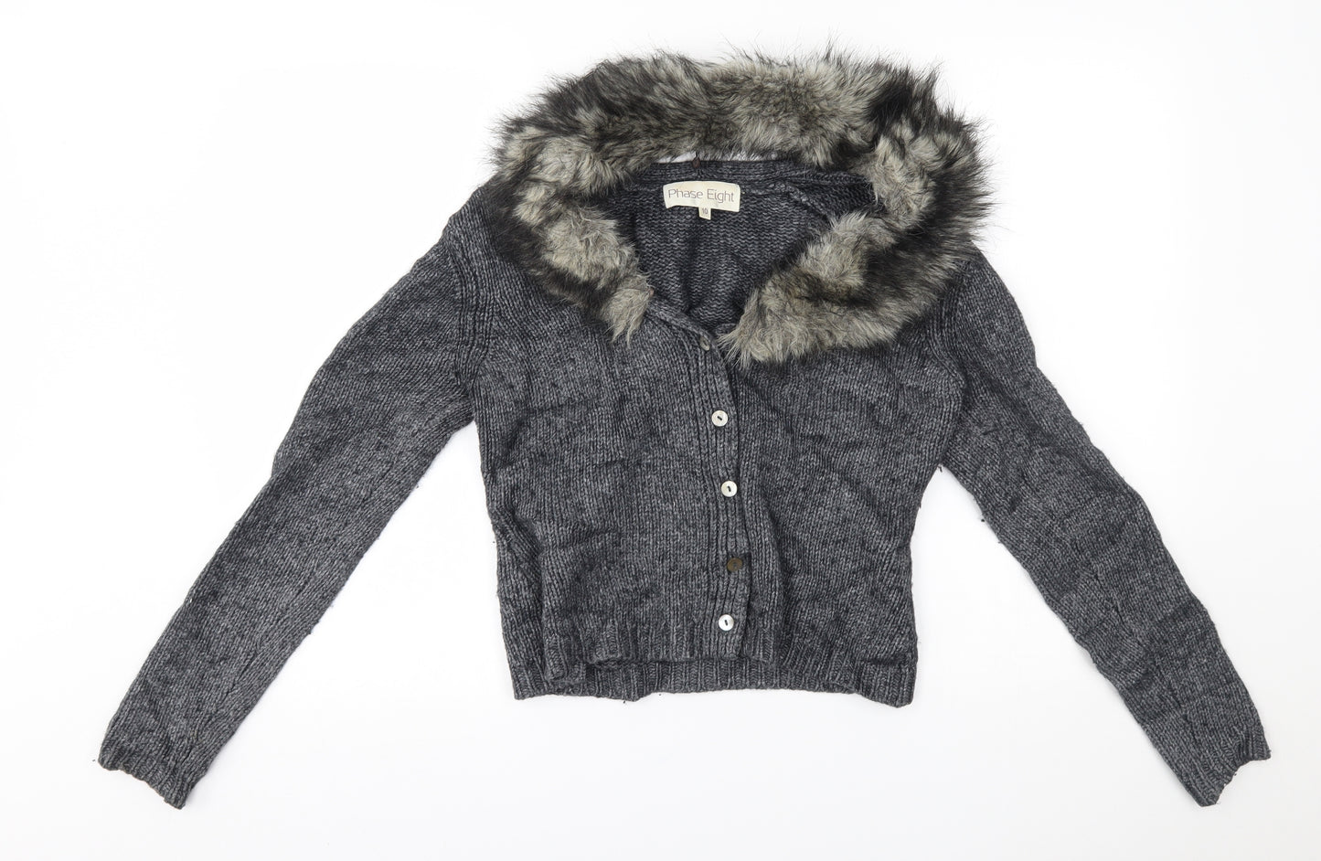 Phase Eight Womens Grey   Cardigan Jumper Size 10  - removable collar