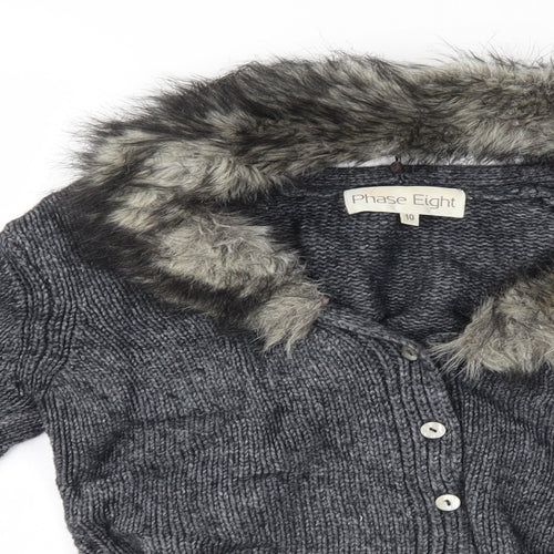 Phase Eight Womens Grey   Cardigan Jumper Size 10  - removable collar