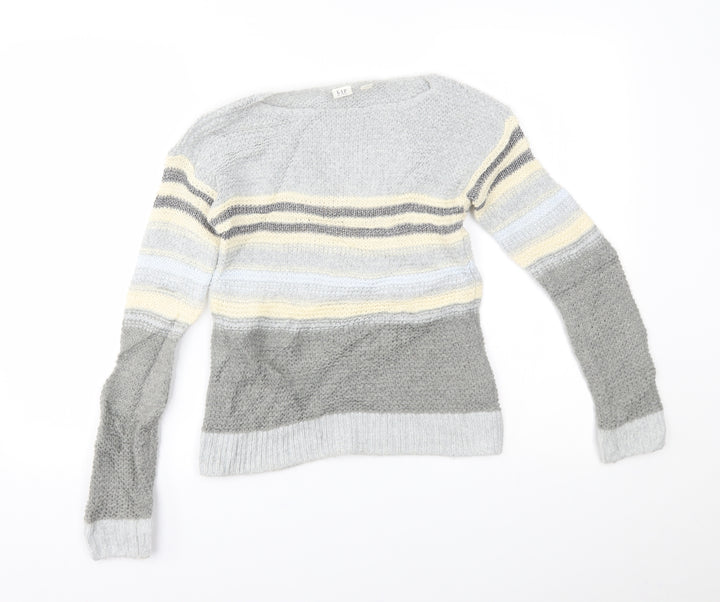 Gap Girls Grey Striped  Pullover Jumper Size 10-11 Years