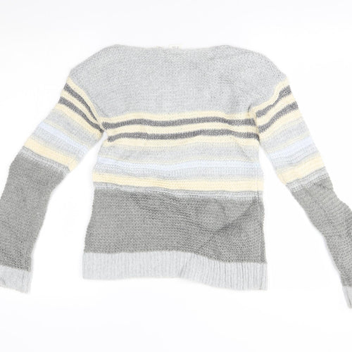 Gap Girls Grey Striped  Pullover Jumper Size 10-11 Years