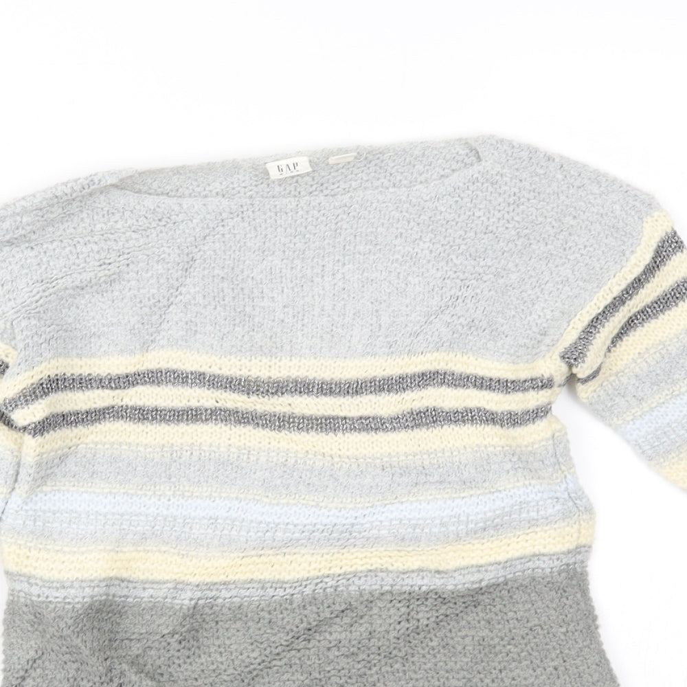 Gap Girls Grey Striped  Pullover Jumper Size 10-11 Years