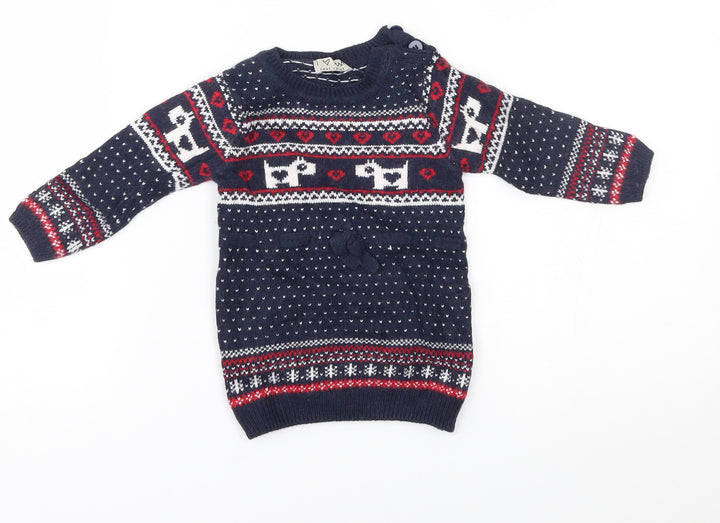 NEXT Baby Blue Fair Isle  Pullover Jumper Size 3-6 Months