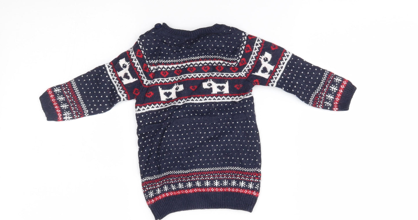 NEXT Baby Blue Fair Isle  Pullover Jumper Size 3-6 Months