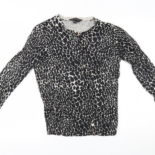 Dorothy Perkins Womens Black Animal Print  Cardigan Jumper Size 10