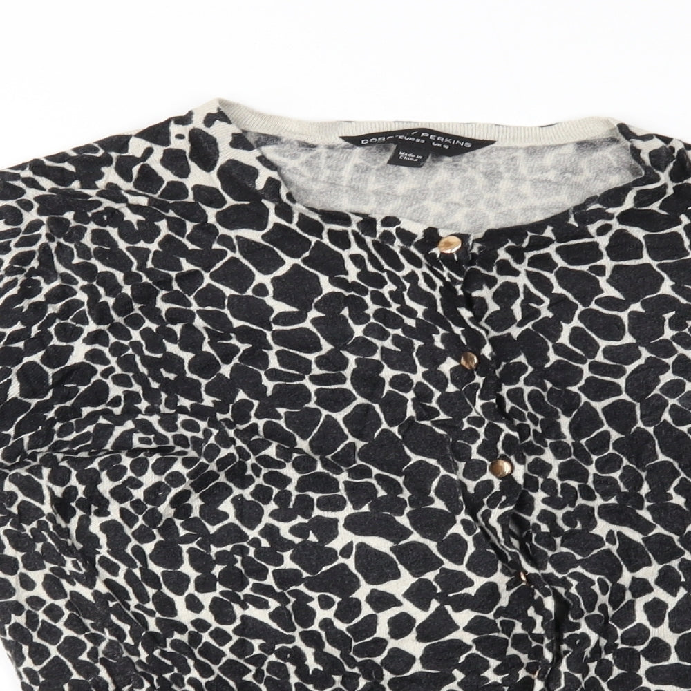 Dorothy Perkins Womens Black Animal Print  Cardigan Jumper Size 10