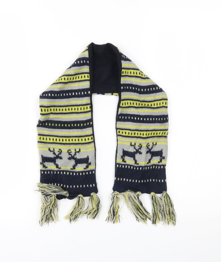 M&S Unisex Grey Fair Isle Scarf Scarves & Wraps One Size