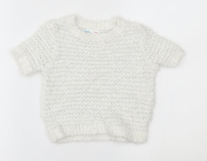 M&Co Girls White   Pullover Jumper Size 5-6 Years