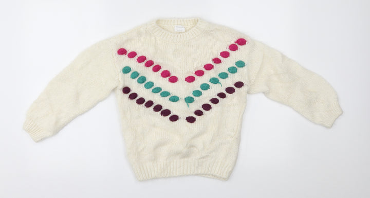 F&F Boys White Pullover Jumper Size 10-11 Years