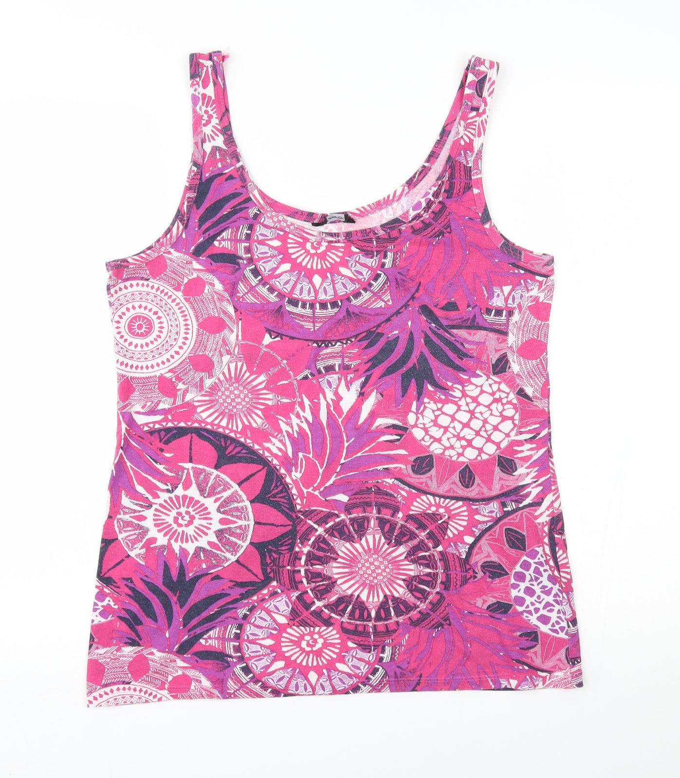 George Womens Pink Floral  Basic Tank Size 14