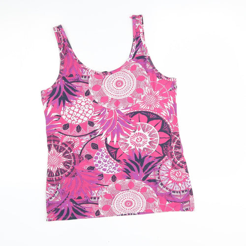 George Womens Pink Floral  Basic Tank Size 14