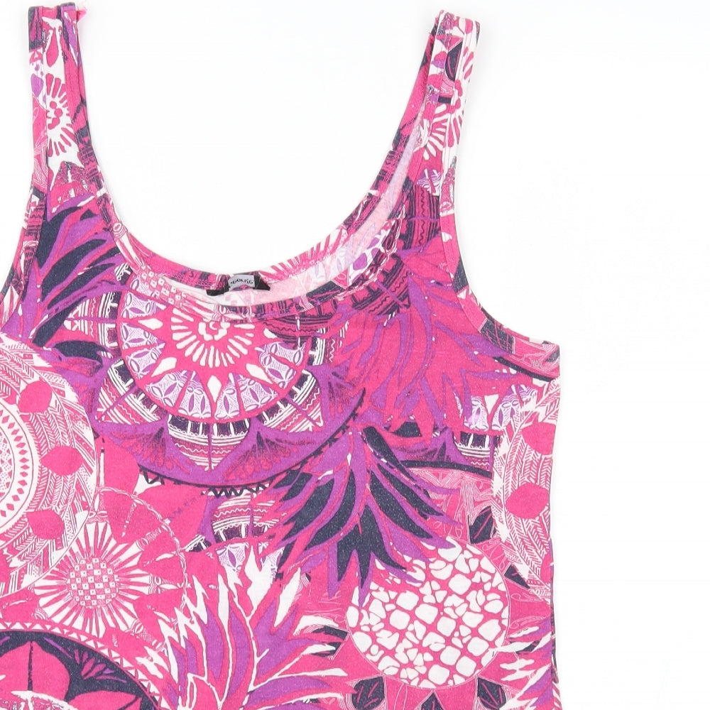 George Womens Pink Floral  Basic Tank Size 14