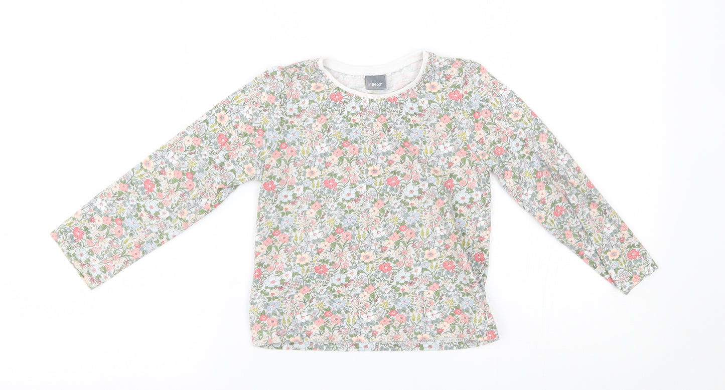 NEXT Girls Green Floral  Basic T-Shirt Size 3-4 Years