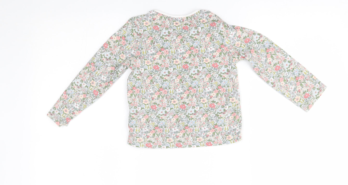 NEXT Girls Green Floral  Basic T-Shirt Size 3-4 Years