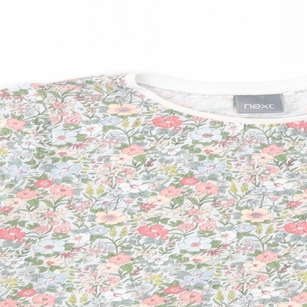 NEXT Girls Green Floral  Basic T-Shirt Size 3-4 Years