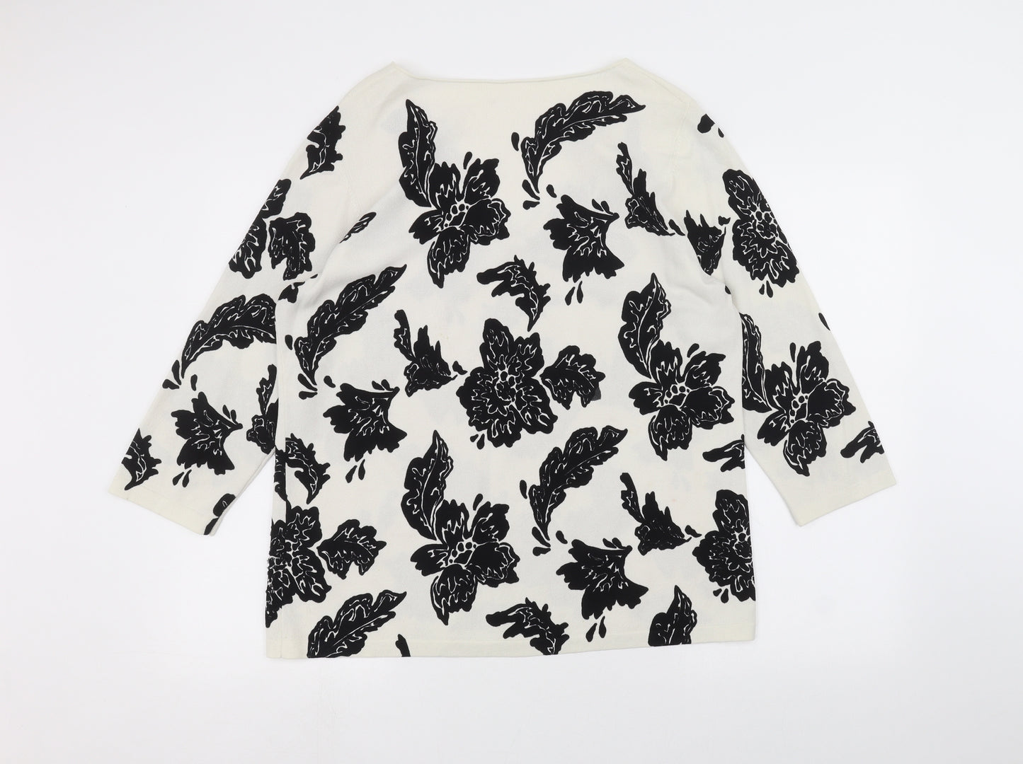 Preworn Womens White Floral  Pullover Jumper Size L