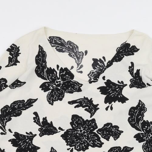 Preworn Womens White Floral  Pullover Jumper Size L