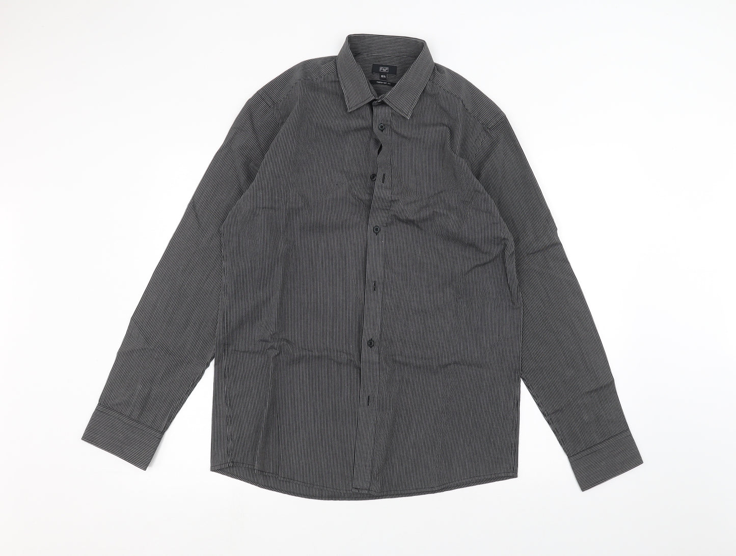 F&F Mens Black    Dress Shirt Size 15.5