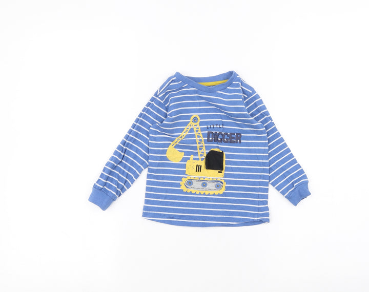 Mothercare Baby Blue Striped  Basic T-Shirt Size 12-18 Months