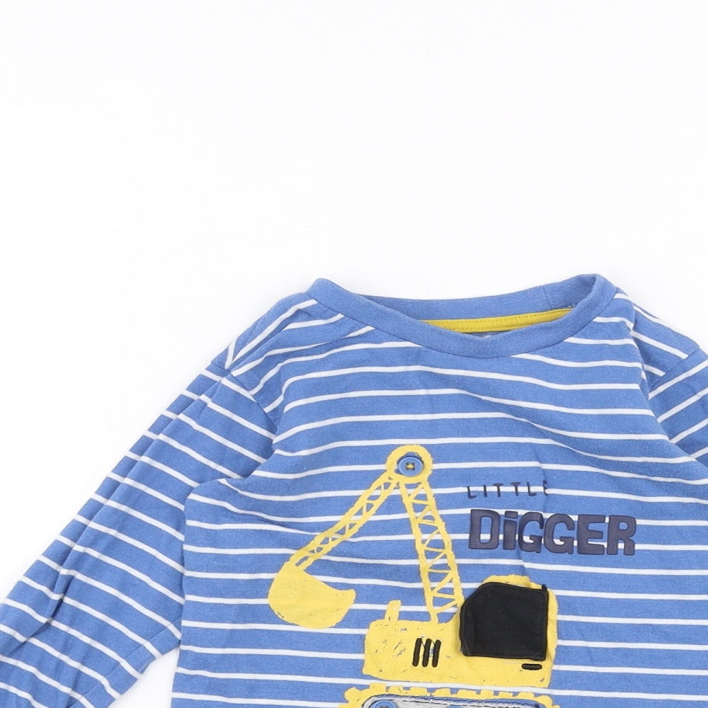 Mothercare Baby Blue Striped  Basic T-Shirt Size 12-18 Months