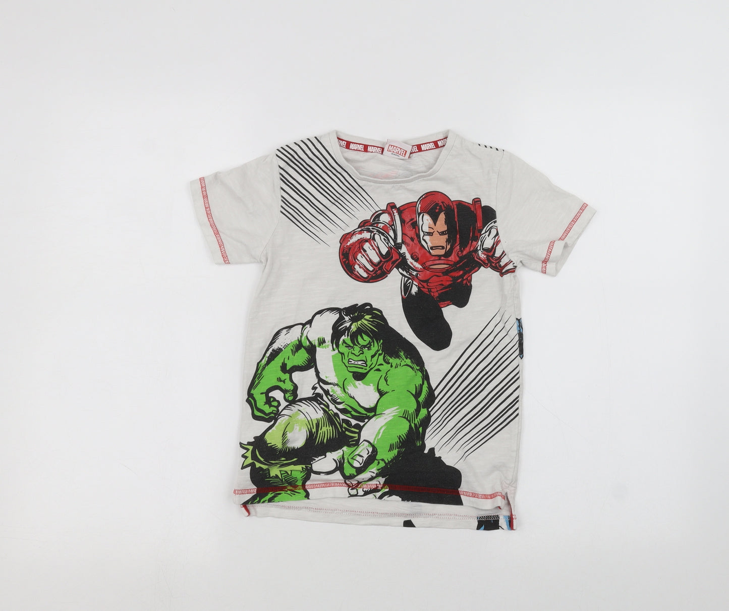TU Boys White   Basic T-Shirt Size 7 Years  - marvel