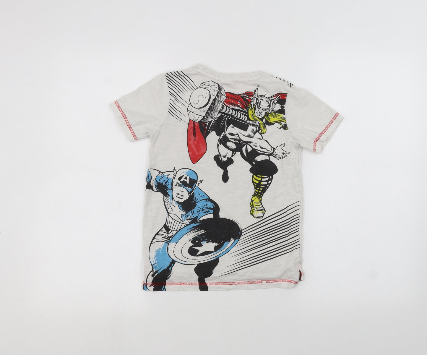 TU Boys White   Basic T-Shirt Size 7 Years  - marvel