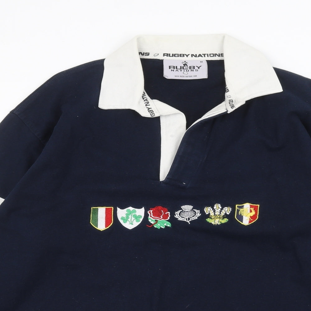 Rugby Nations Mens Blue    Polo Size M